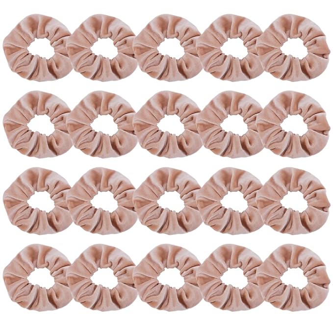 Didder 20 Pcs Light Khaki Velvet Scrunchies, Soft Elastic Hair Ties for Women & Girls