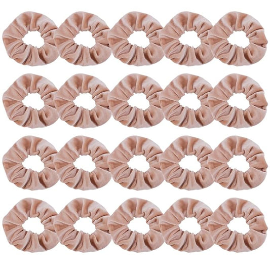 Didder 20 Pcs Light Khaki Velvet Scrunchies, Soft Elastic Hair Ties for Women & Girls