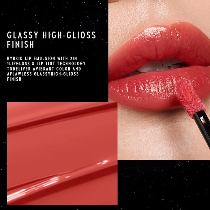Stellar Dust Lip Stain 18 Terra, Transfer-Proof & Smudge-Proof Lip Gloss, Terracotta Orange Tinted Glossy Finish, High-Pigment Vibrant, Hydrating Lightweight Long-Lasting Lip Makeup