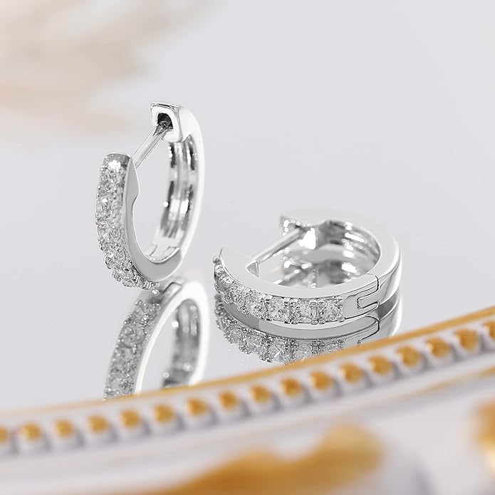 Gacimy Gold Huggie Earrings for Women 14K Real Gold Plated, Small Cubic Zirconia Cartilage Hoop Earrings Cuffs for Women