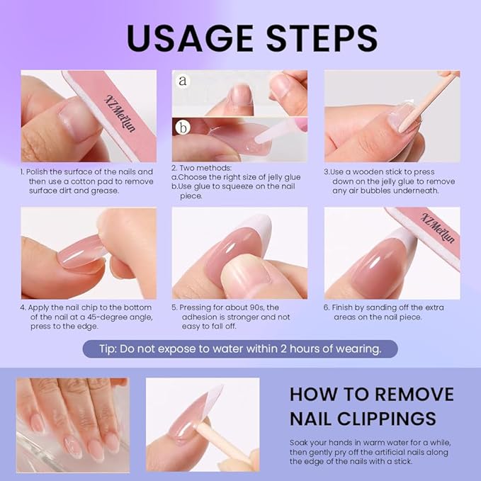 XZMeiLun Black Star Moon Press on Nails, Long Almond Acrylic Fake Nails Design, Natural Reusable Glue-On Nails Kit for Women DIY 3D False Nail Art Decoration Gift, Salon Quality Reusable 15/30 Psc