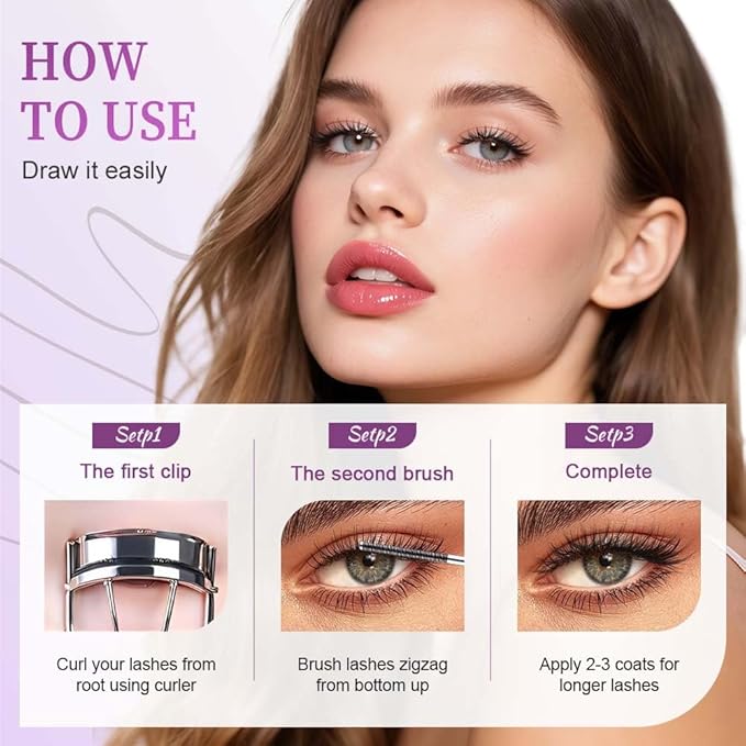 Iron Wand Mascara, Waterproof Metal Wand Mascara Volume and Length, Brushless Mascaras for Long-lasting No Clumping 3D Curling Eyelash (Black & Brown)