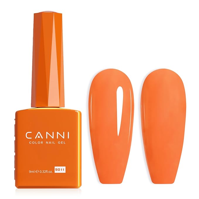 CANNI Bright Orange Gel Nail Polish, 1Pcs Orange Gel Polish Color High Gloss Soak Off U V Nail Manicure Salon DIY