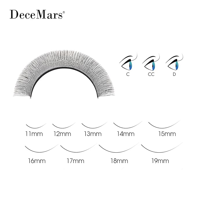 DeceMars 4D U Shaped Eyelash Extensions Supplies Easy Fans Russian Volume Crisscross Eyelashes Natural Soft YY Lash Extensions Handwoven Mesh Wispy Clusters Matte Black-0.07mm-D-8mm