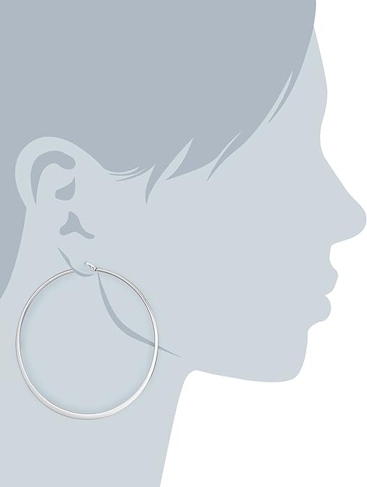 Amazon Essentials Gold Plated or Stainless Steel Flattened Hoop Earrings