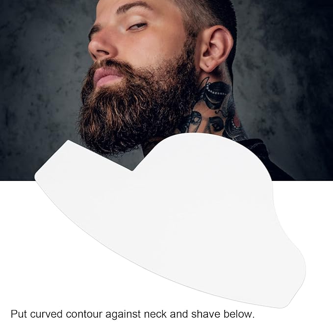 Beard Template Shaping Tool Set, Water Proof Sweatproof Beard Pencil Filler for Men, Ergonomic Contour Design, Includes 3 Beard Pencils and 1 Beard Shaper, White