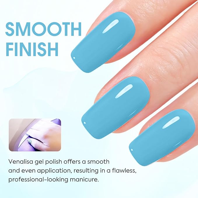 VENALISA Blue Gel Nail Polish 1 Pcs 12ml Sky Blue Color Gel Polish Soak Off UV Salon Manicure DIY at Home Nail Art For Girls Women