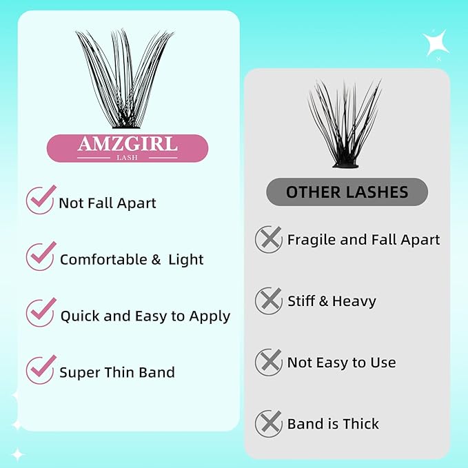 Lash Clusters Wispy 320PCS Eyelash Extension 40D 50D Cluster Lashes Individual Lashes DIY Lash Extension Natural Look Cluster Eyelash Extensions Soft False Eyelashes at Home for Beginners(D-16mm)
