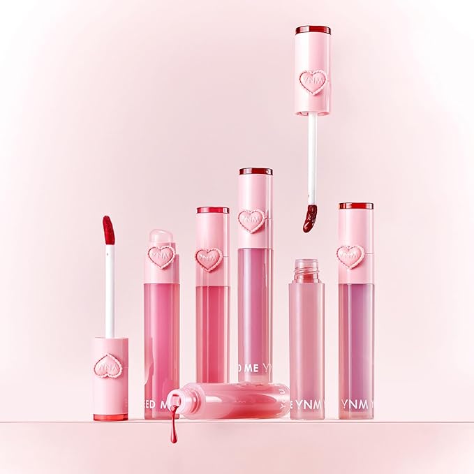 YNM Heart Jelling Tint, CHERRY JELLING, Silicone Lip Brush Included, K-Beauty, Non-Sticky, Moisturizing, Smudge-Proof, Korean Lip Tint, Long-Lasting, Vivid Color, 0.09 oz