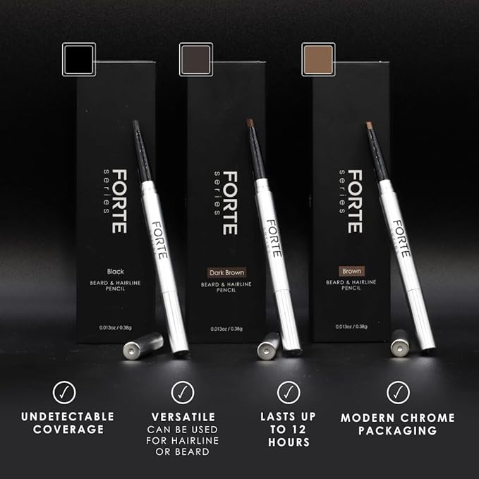 Forte Series Beard and Hairline Shaper, Smudge-Resistant Wax, Precision Brush, Sleek Travel Packaging (Dark Brown)