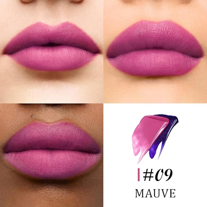 evpct Mauve Peel Off Lip Stain Tints with Tweezer, Matte Lipstick Lip Stain Gloss Long Lasting Waterproof for Women, Non-stick Cup Lipstick Peel Off High Pigmented 24 Hrs Original Lips Stains, 09