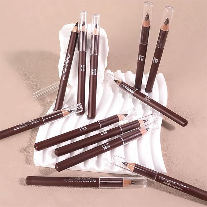 Eyebrow Pencils for Women with Sharpener, 6Pcs Hard-Core Wooden Eye Brow Eye Liner Pencils for Beginner Makeup, Waterproof & Sweat-Proof (6Pcs-Brown)