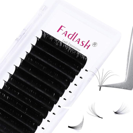 Lash Extensions Easy Fan Volume Lashes .03 .05 .07 Volume Eyelashes Extension B Curl Faux Mink Blooming Lash Extension （0.03-B, 8-14 Mixed Tray)