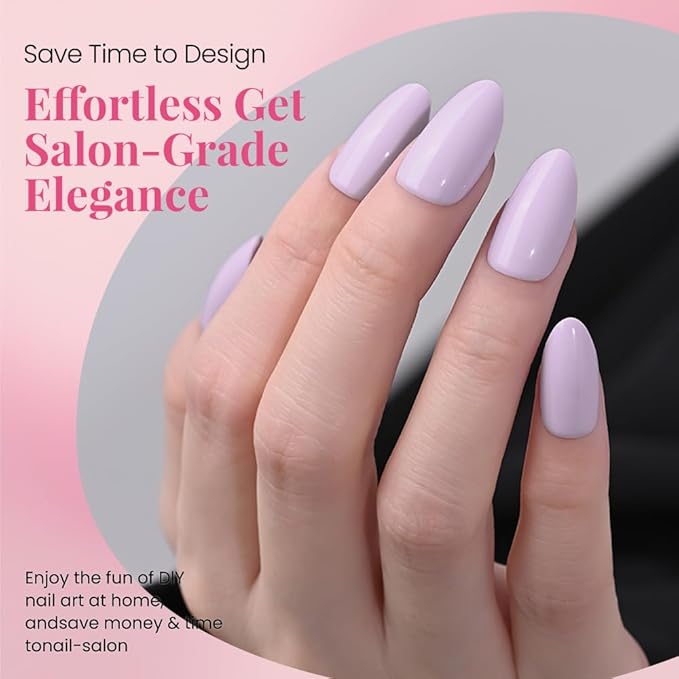 evpct Glossy Press on Nails Short Almond Short for Women, Orchid Purple Fake Nail with Kits Salon Quality Reusable Stick on Nails In 15 Sizes 30Pcs Full Cover False Nail Soft Gel Set Kit for Gift, 07