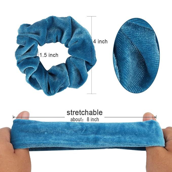 20 Pcs Hair Scrunchies, Didder Velvet Elastics Scrunchy Hair Ties Blue Soft Scrunchie Bobbles Ropes Scrunchie Solid color Hair Bands for Women Girls
