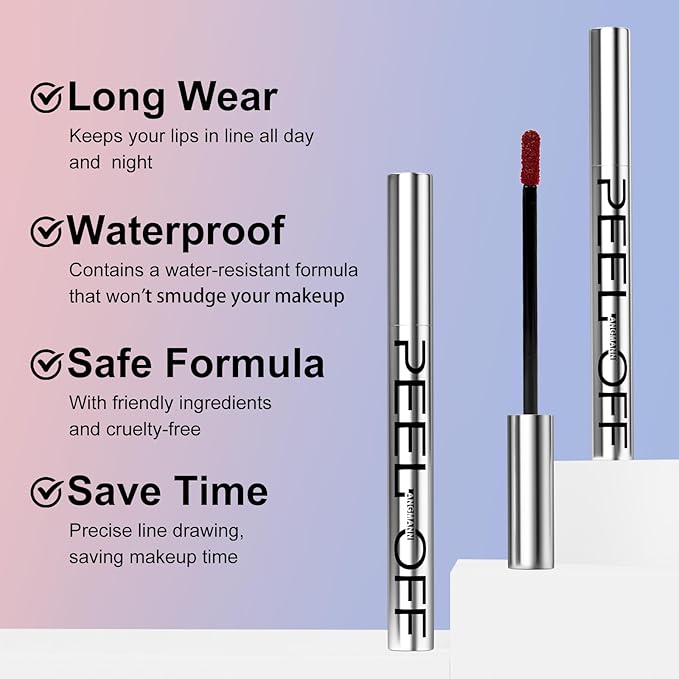 LANGMANNI Long-Lasting Peel Off Lip Liner Set, Waterproof & Smudge-Proof Matte Lip Liners Gift Makeup For Girls（#3）