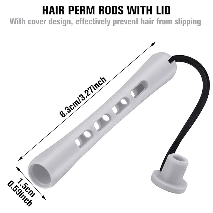 WILLBOND 60 Pcs Perm Rods for Long Hair Plastic Curl Rods Cold Wave Irons Curling Roller for Hair Styling Hairdressing Tools(0.59 Inch,Gray)