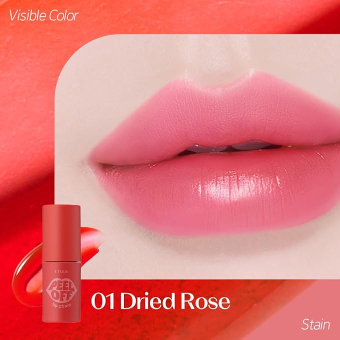 ETUDE Dear Darling Peel Off Lip Stain (Dried Rose) – Teen girl gifts, Hydrating Hydrogel Tint, Long Lasting & Waterproof, High Pigment, Easy Peel Off, All‑Day Color Lip Tattoo