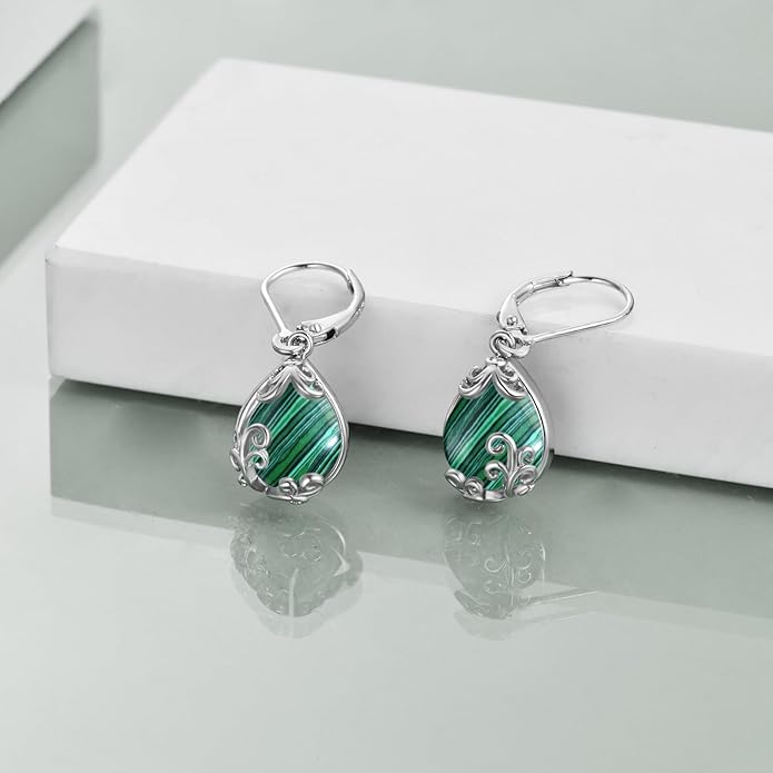 POPLYKE Celtic Filigree Teardrop Drop Dangle Earrings Sterling Silver Leverback Earrings Jewelry for Women