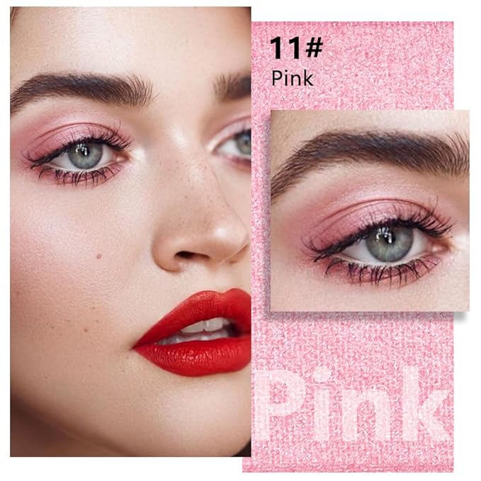 Shimmer Singe Eye Shadow Palette Makeup, Pink Sparkle Shimmer Monochrome Eyeshadow For Older Women, Mini Pressed Pigmented Waterproof Sombras Para Ojos, Vegan, Talc, Paraben & Cruelty Free