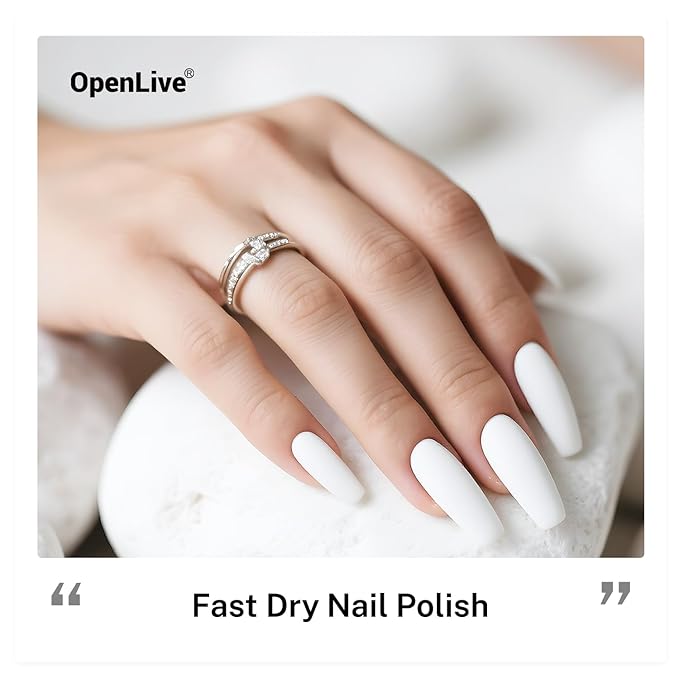 OpenLive 16.5ml White Nail Polish Large Volume Quick Drying Nail Polish, Fast Drying and Long Lasting Color Nail Art DIY Home Manicure Gift for Women