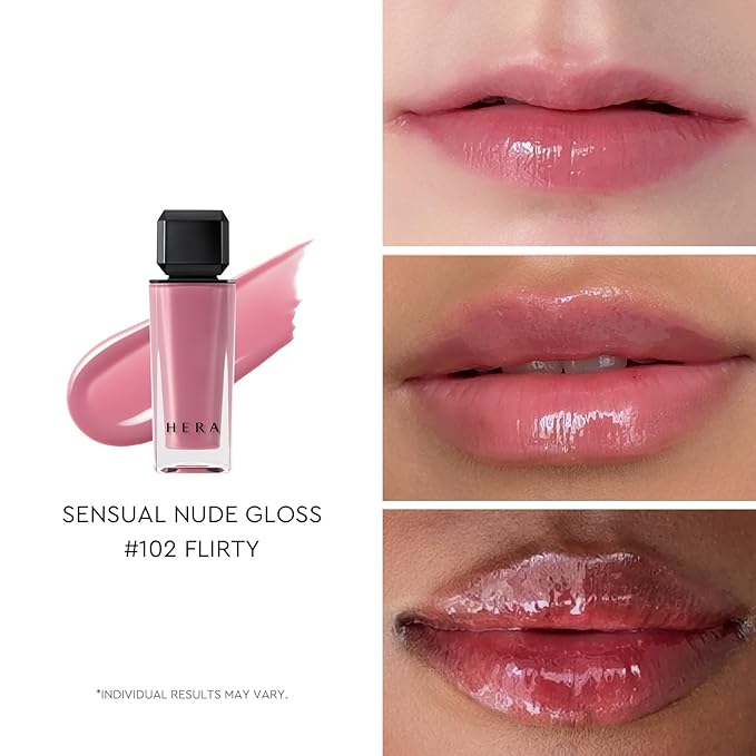 HERA Sensual Nude Lip Gloss #102 FLIRTY [Featured on JUST MAKEUP] | Volumizing Sheer & Glossy Finish, Non-sticky, Moisturizing and Hydrating, Korean Makeup, 0.17 oz. (5g)