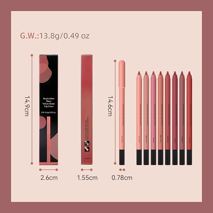 KISSIO Lip Liner,Creamy Lip Pencil,Long Lasting Lip Liner with Sharpener,Matte Finish,Smooth and Soft,Non-Dry,Easy to Use,Cruelty free,0.02 oz,03 Whisper