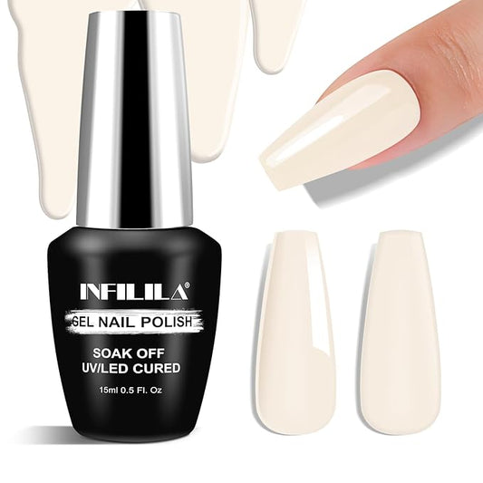 NXJ INFILILA Brown Gel Nail Polish, 15ml 0.51oz Cream Brown Gel Polish One-Stroke Coloring, Hema Free Light Color High Gloss Soak Off UV Manicure Salon DIY for Girls SQ017