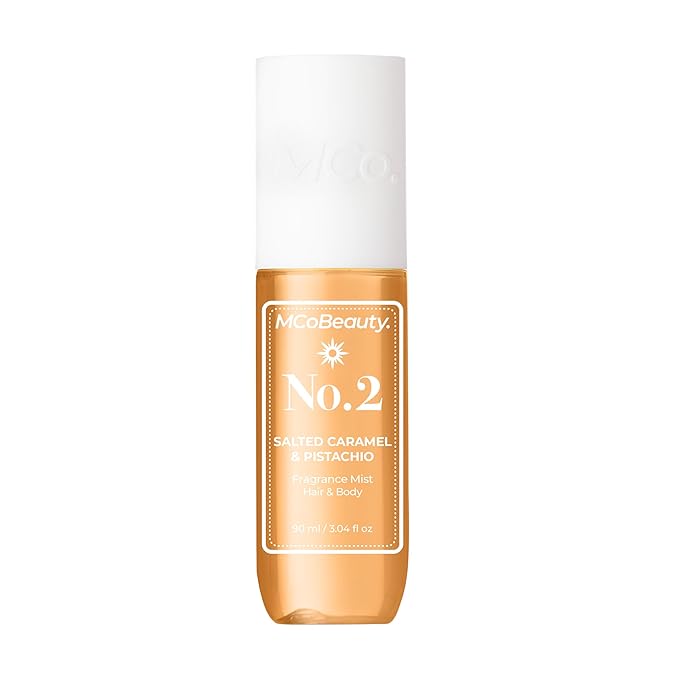 MCoBeauty - Fragrance Mist No.2 – Light Body Mist and Hair Perfume with Pistachio, Sandalwood, Caramel and Vanilla - Gifts for Women, Feminine Spray, Self Care Gifts for Women - 90ml Bottle