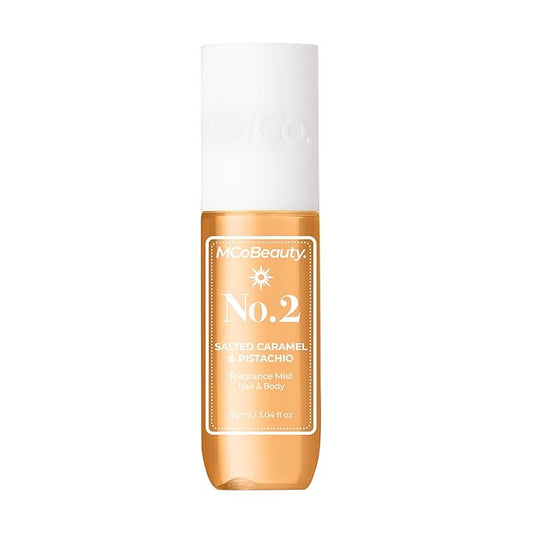 MCoBeauty - Fragrance Mist No.2 – Light Body Mist and Hair Perfume with Pistachio, Sandalwood, Caramel and Vanilla - Gifts for Women, Feminine Spray, Self Care Gifts for Women - 90ml Bottle