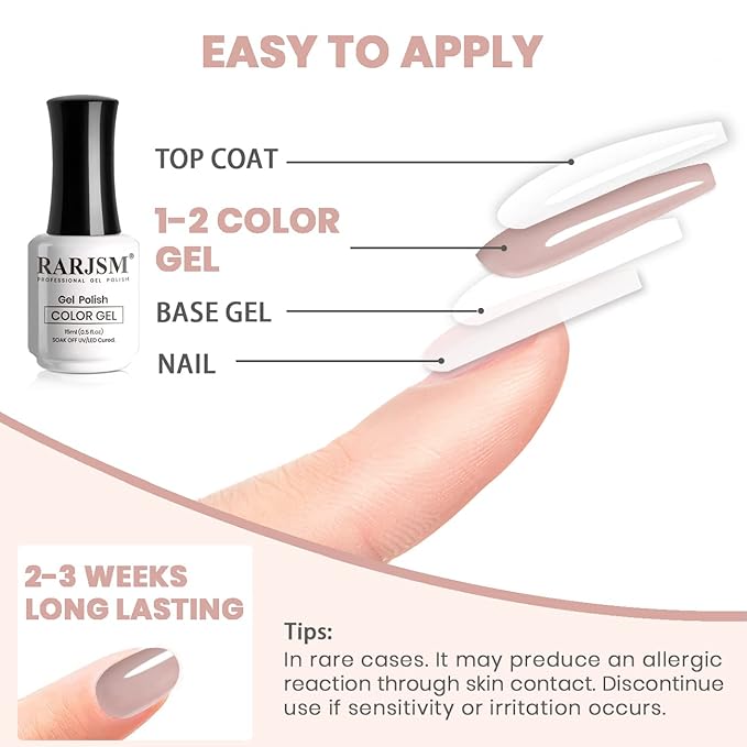 RARJSM Nude Gel Polish Dusty Gray Mavue Skin Tone Milky Gel Nail Polish Opaque 15ml Neutral Dark Purple Winter Colors Soak Off UV LED Cured Nail GelPolish for Nail Art French Manicure Salon DIY Home