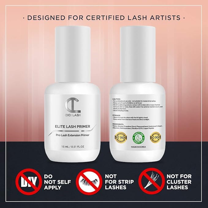 Elite Eyelash Extension Primer/Pre-Treatment (15ml) - Professional Lash Cleanser & Protein Oil Remover For Individual Mink Eyelash Extensions | Increases Retention & Glue Drying Time | Lash Supplies