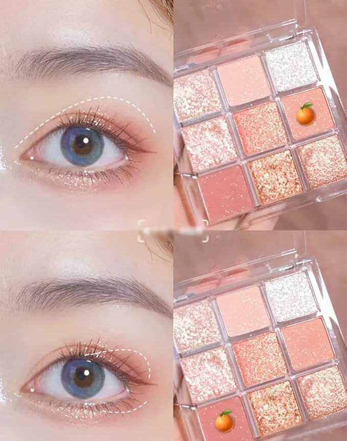 Kayswang 9 colors glitter eyeshadow palette makeup palette matte high pigment color cream texture natural eye shadow powder eye shadow palette in autumn and winter long lasting waterproof (matte pink)