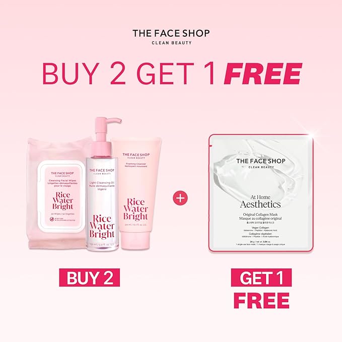 The Face Shop Rice Water Bright Foaming Facial Cleanser with Ceramide, Gentle Face Wash for Hydrating & Moisturizing, Vegan Face Cleanser, Makeup Remover, Korean Skin Care for All Skin Types, 300ml