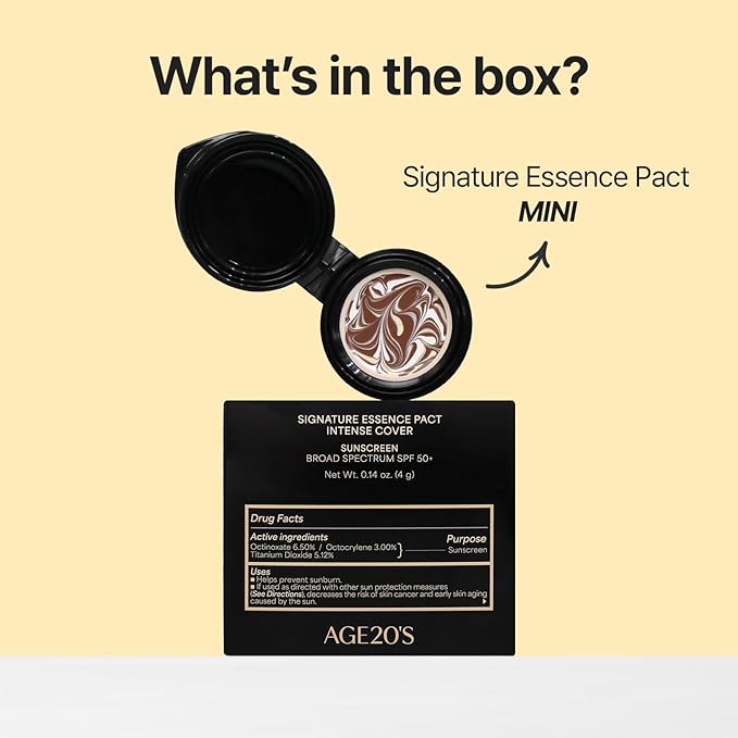 [MINI SIZE] AGE20'S Signature Essence Pact | 17N | Vegan Korean Cushion Foundation | Pack of 1 | Cream Foundation, Dewy & Glow Finish, Natural Coverage, SPF 50+ | 0.14 oz