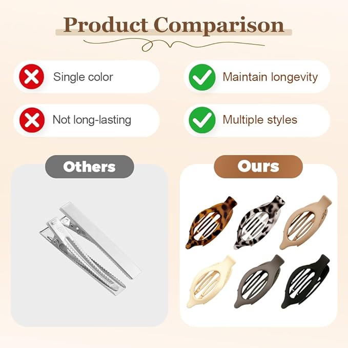 Flat Hair Clips for Women, 2026 New Flat Claw Clips for Women, Non Slip Clip For Thick to Thin Hair, Stylish Accessories for Daily Use (3PCA)