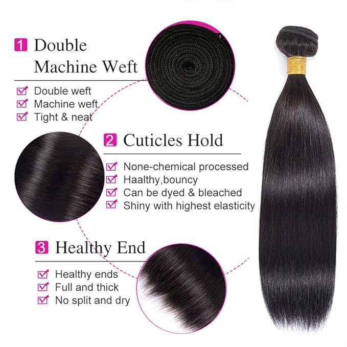 12A Human Hair Bundles with Closure 20 22 24 26+18 Inch Brazilian Straight 4 Bundles Human Hair with 4x4 Lace Closure Unprocessed Virgin Human Hair Extensions