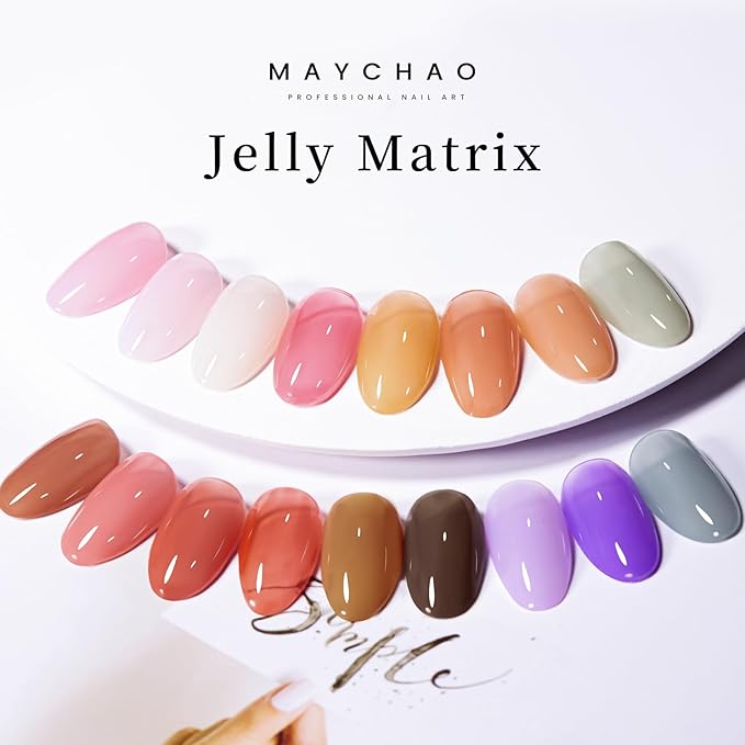MAYCHAO Jelly Gel Nail Polish -15ML Jelly Pink Gel Polish Soak Off UV LED Pink Nail Polish for DIY Manicure Home Salon Nail Art, 0.5 OZ