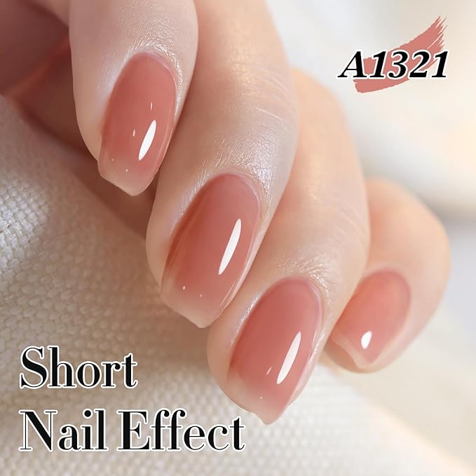 Double Rhythm Gel Polish 15ML Jelly Sheer Pastel Light Milky Color Pearl White Bottle 1 PC 0.5 OZ Full Size Nail Art Salon at Home (Milky Pink Nude-D1321)