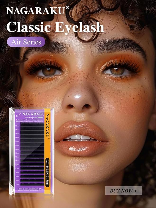 NAGARAKU Individual Eyelash Extensions, Volume & Classic Lashes 5th Generation Soft Natural Beauty Salon Professional Anti-rebound Single Lash Extension Supplies 16 Rows -0.07 D Curl 12mm
