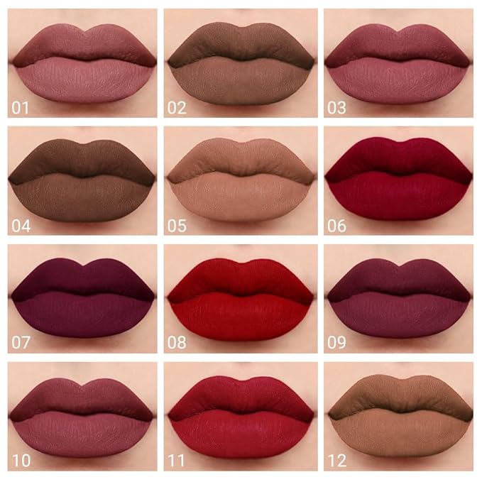 evpct 1Pcs Brown Matte Liquid Lipstick Lip Gloss Glossy Set for Black Women 24 Hour Silky Velvet Lipstick labiales matte larga duracion mate 24 horas originales 02#