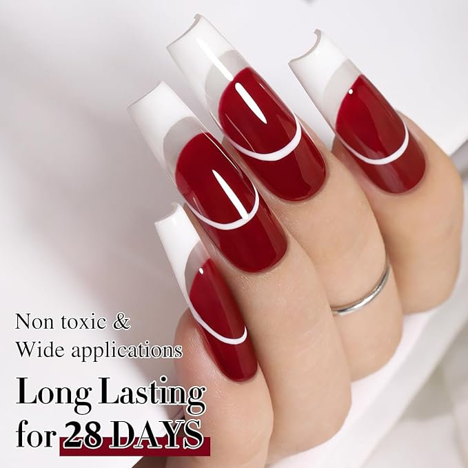 Double Rhythm Translucent Gel Polish Sheer Neutral Natural Light Milky Same Color Same Bottle 15ML Jelly UV Polish Nail Art DIY at Home (Cherry Red-A1489)