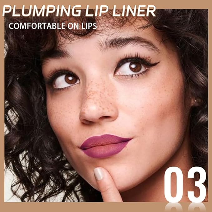 Waterproof Matte Lip Liner Pencil with Silicone Smudger – Long-Lasting Retractable Velvet Crayon, Define & Sculpt Lips, Vegan & Cruelty-Free, Perfect for Work, Date, Party & Travel (03#, pack of 1)