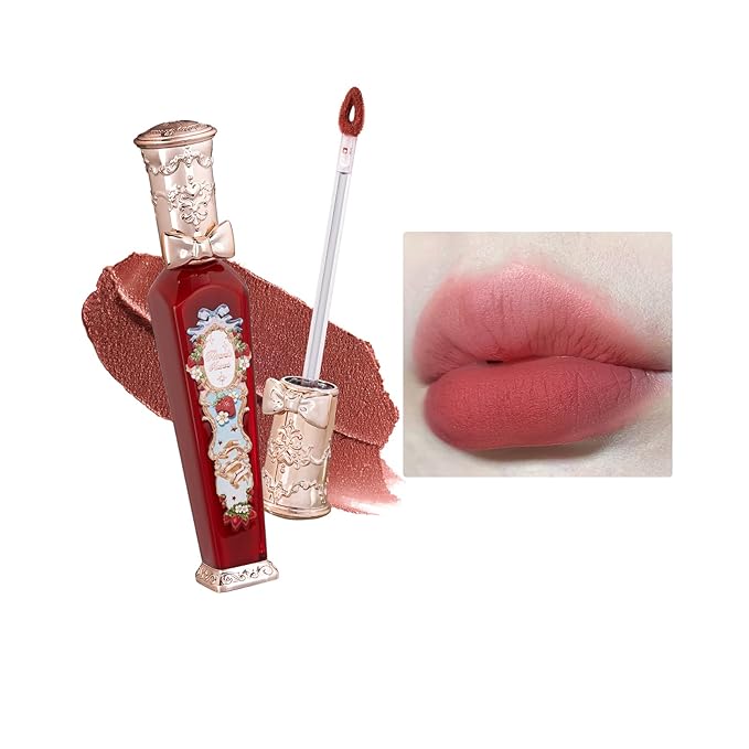 Flower Knows Strawberry Rococo Cloud Lip Cream,Long Lasting Rosy Terracotta Matte Lipstick,Hydrating Lip Stain,Transfer & Smudge Proof Velvet Liquid Lipstick for Girl&Women,0.12 Fl Oz(S07 Lychee Tea)