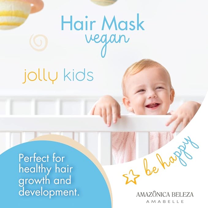 AMAZÓNICA BELEZA AMABELLE Hair Mask Jolly Kids |Vegan | Moisturizes and Nourishes | For All Hair Types, Curly, Straight | Promotes Healthy Growth | Mascarilla para Niños |10 Oz