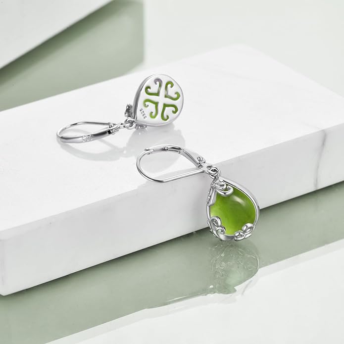 POPLYKE Celtic Filigree Teardrop Drop Dangle Earrings Sterling Silver Leverback Earrings Jewelry for Women