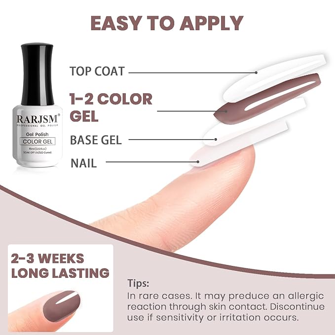 RARJSM Opaque Gel Nail Polish Gray Mavue Skin Tone Milky Dark Purple Gel Nail Polish 15ml 1 Piece Neutral Soak Off UV LED Cured Nail GelPolish for Fall Winter Nail Art French Manicure