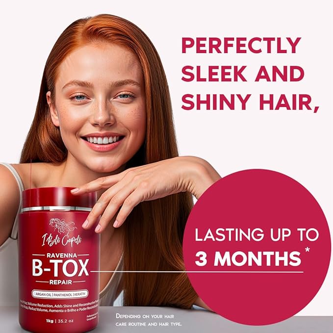 I Belli Capelli Ravenna B-tox Repair Kit - Hair B-tox Treatment Formaldehyde-Free + Hair Mask for Damaged Hair - Straightening, Intense Shine & Moisture for All Hair Types (2-Pack)