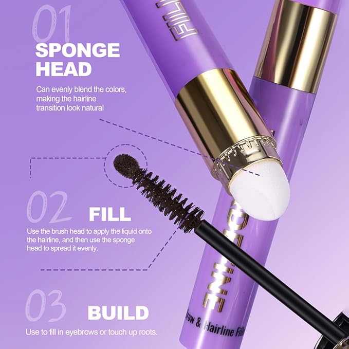 JUAAZIN 3 In 1 Hair Color Concealer Stick - Temporary Gray Hair Cover Up, Root Touch Up Hair Mascara with Precision Applicator, Waterproof Long Lasting for Eyebrows Beard Hairline 03# Medium Brown