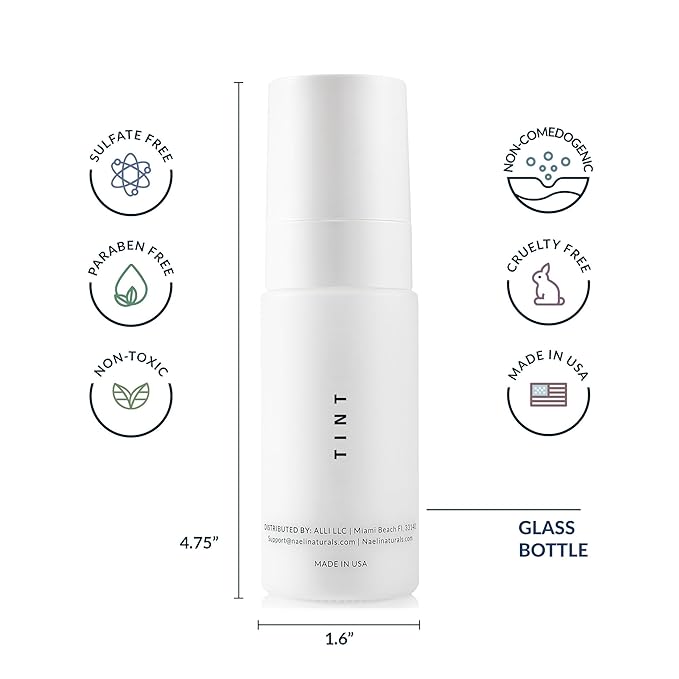 NAELI Anti Aging Tinted Moisturizer SPF 50, Mineral Sunscreen for Face with Zinc Oxide, Peptides & Ceramides, Natural Hydrating Dark Tint - 1.4 oz